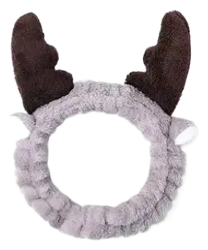 Elancee Animal Face Wash Headband Antlers - Dark Coffee