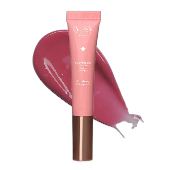 Typsy Beauty Pout Polish Lip Treatment Balm Strawberry Cheesecake With Shimmer