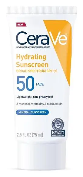 CeraVe Hydrating Mineral Sunscreen SPF 50 Face Lotion