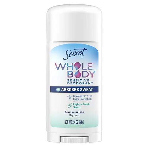 Secret Whole Body Sensitive Aluminum Free Dry Feel Deodorant Stick Light + Fresh