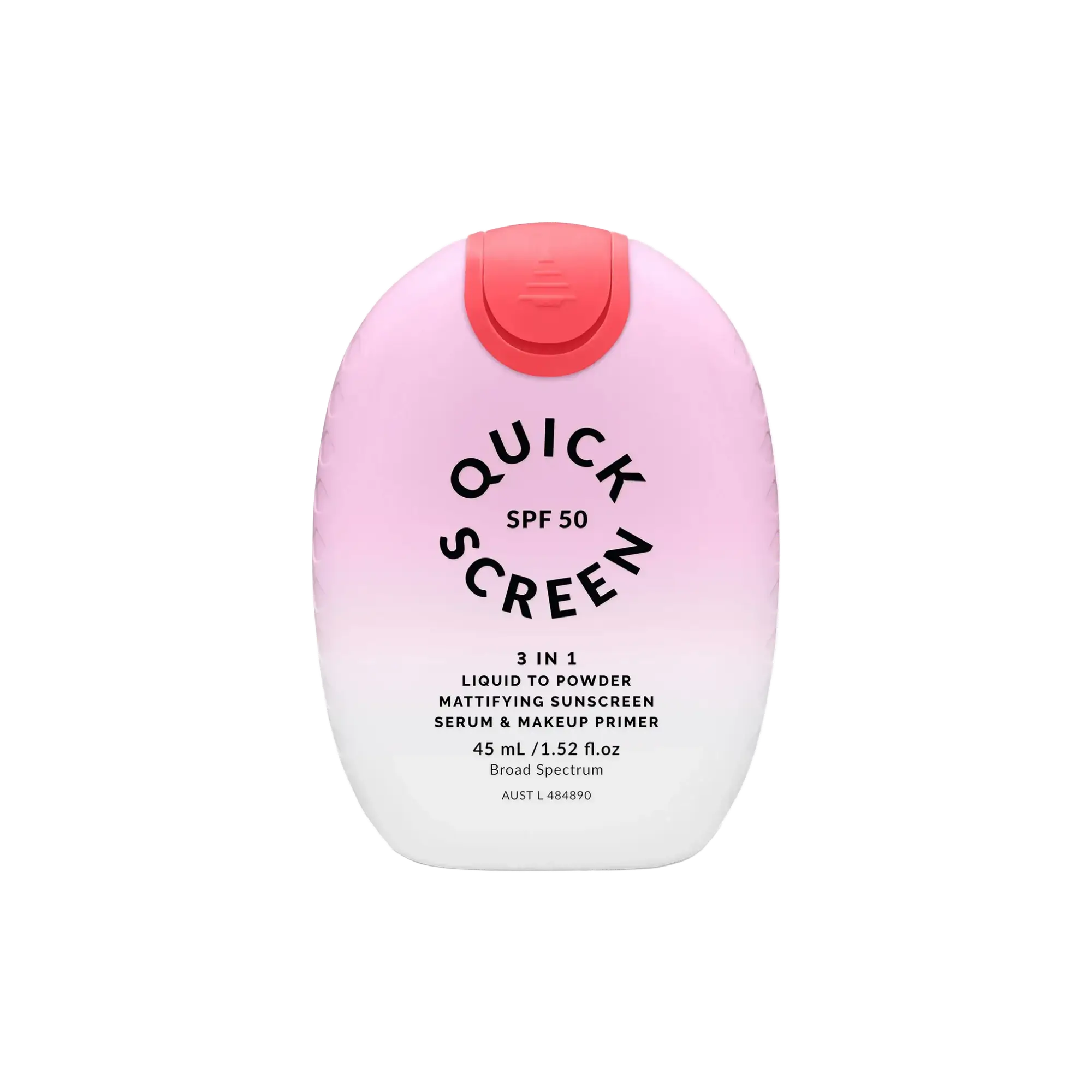 The Quick Flick Quick Screen SPF 50 3 In 1 Liquid To Powder Mattifying Sunscreen Serum & Makeup Primer Watermelon
