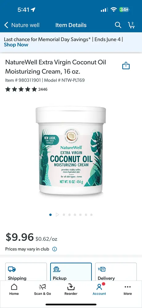 NatureWell Extra Virgin Coconut Oil Moisturizing Cream