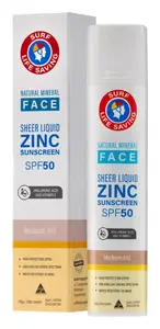 Surf Life Saving Natural Mineral Face Sheer Liquid Zinc Sunscreen SPF50 Medium Tint