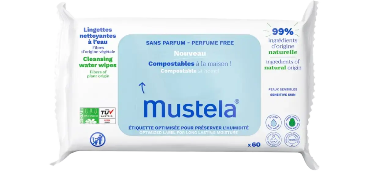 Mustela Home Compostable Wipes Fragrance-free