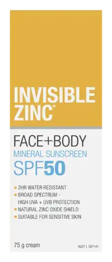 Invisible Zinc Face + Body Mineral Sunscreen SPF 50