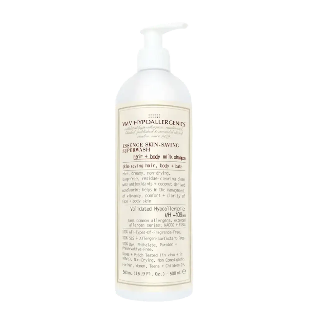 VMV Hypoallergenics Essence Skin-Saving Superwash: Hair + Body Milk Shampoo