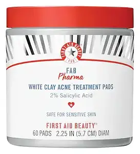 First Aid Beauty FAB Pharma White Clay Acne Treatment Pads 2% Salicylic Acid