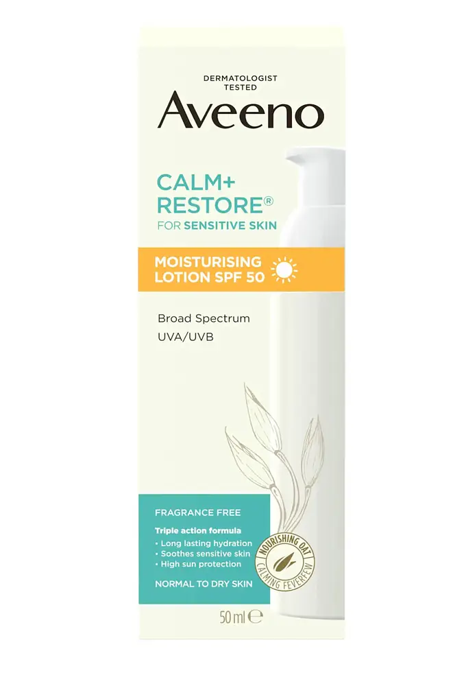 Aveeno Calm + Restore Moisturising Lotion SPF 50 UK