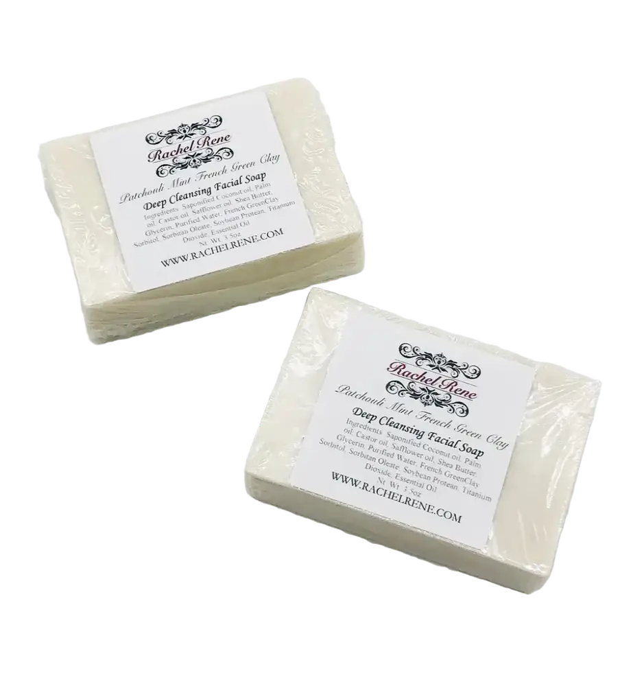 Rachel Rene Patchouli Mint French Green Clay Facial Soap Bar