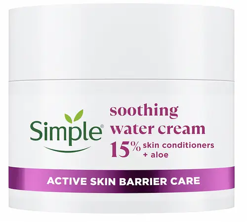 Simple Skincare Soothing Water Face Cream facial moisturiser with 15% skin conditioners, aloe and ceramide boosters