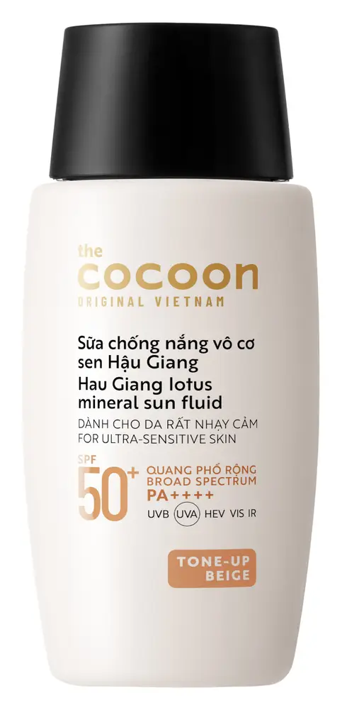 The Cocoon Vietnam Hau Giang Lotus Mineral Sun Fluid SPF 50+ Tone Up Beige