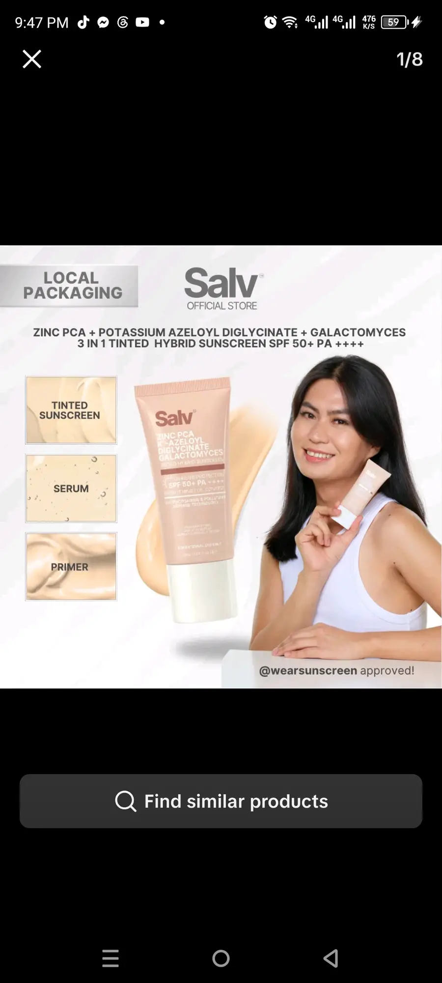 Salv Laboratories Salv Zinc PCA + K19**** Tinted Hybrid Sunscreen SPF50 PA++++