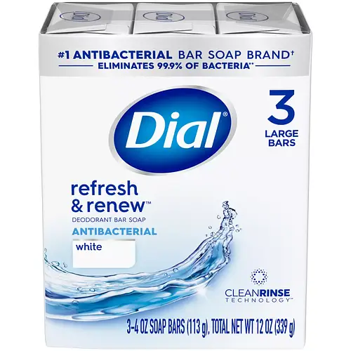Dial Refresh & Renew Antibacterial Bar Soap White