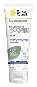 Cancer Council Face Day Wear Moisturiser Matte Zinc Lotion Invisible SPF 50