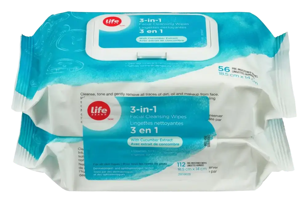 Life 3-In-1 Facial Cleansing Wipes