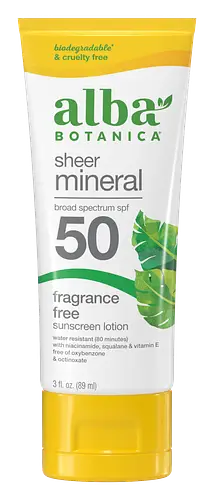 Alba Botanica Sheer Mineral Fragrance Free Sunscreen Lotion SPF 50