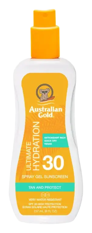 Australian Gold Ultimate Hydration Spray Gel Sunscreen SPF 30 Clear