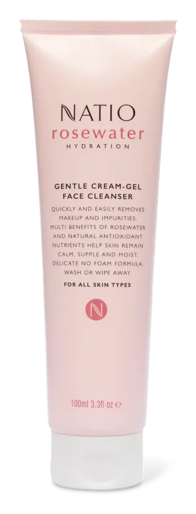 Natio Rosewater Hydration Gentle Cream-Gel Face Cleanser