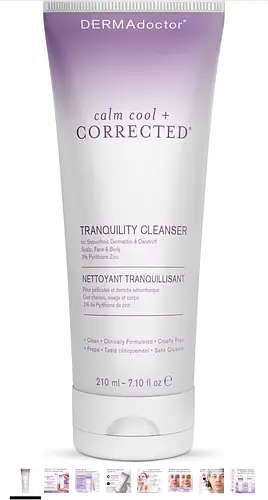 DERMAdoctor Tranquility Cleanser Dermatologist Formulated 2% Pyrithione Zinc for face body & Scalp