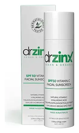 Dr Zinx Organic Vitamin C Mineral Sunscreen SPF 50 Zinc + Thuja (Hinokitiol)
