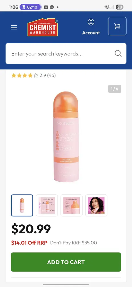 MCoBeauty. Super Glow Invisible Face Mist SPF50+