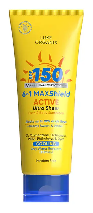 Luxe Organix 6 In 1 Maxshield Active Ultra Sheer Face And Body Sunscreen SPF 150