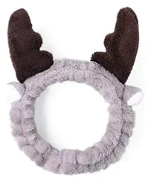 Elancee Animal Face Wash Headband Antlers - Dark Coffee
