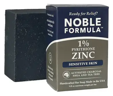 Noble Formula Activated Charcoal + Shea & Tea Tree 1% Pyrithione Zinc (ZnP) Bar Soap