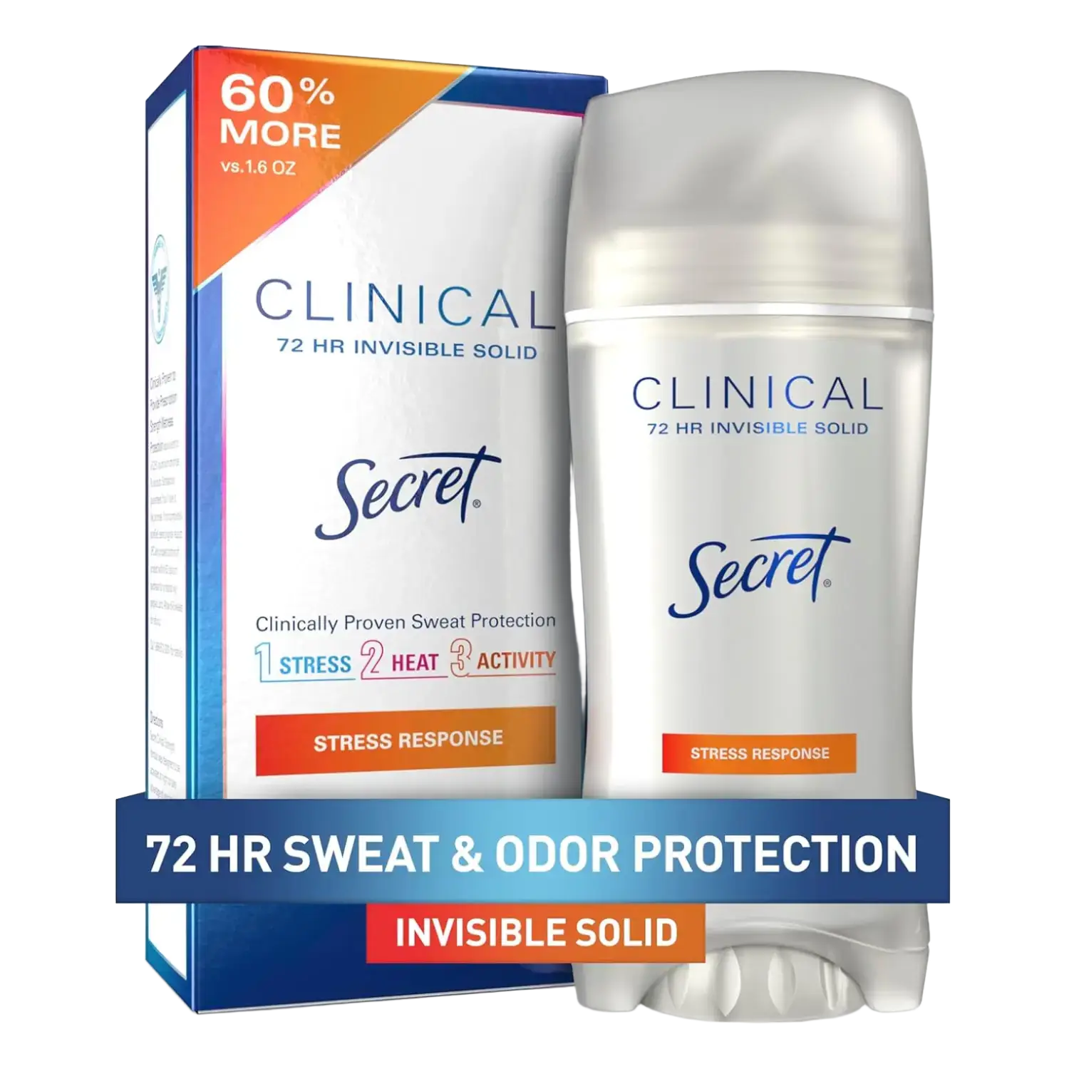 Secret Clinical Strength Invisible Solid Antiperspirant Deodorant Stress Response