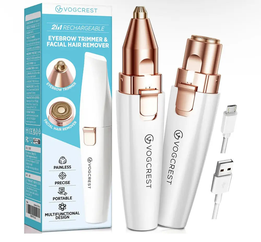 Vogcrest 2 In 1 Eyebrow & Facial Hair Trimmer White