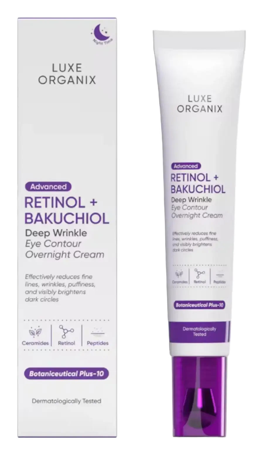Luxe Organix Advanced Retinol + Bakuchiol Deep Wrinkle Eye Contour Overnight Cream
