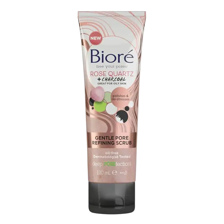 Biore Rose Quartz + Charcoal Gentle Pore Refining Face Scrub