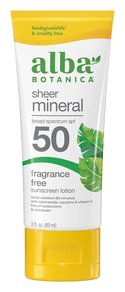Alba Botanica Sheer Mineral Fragrance Free Sunscreen Lotion SPF 50