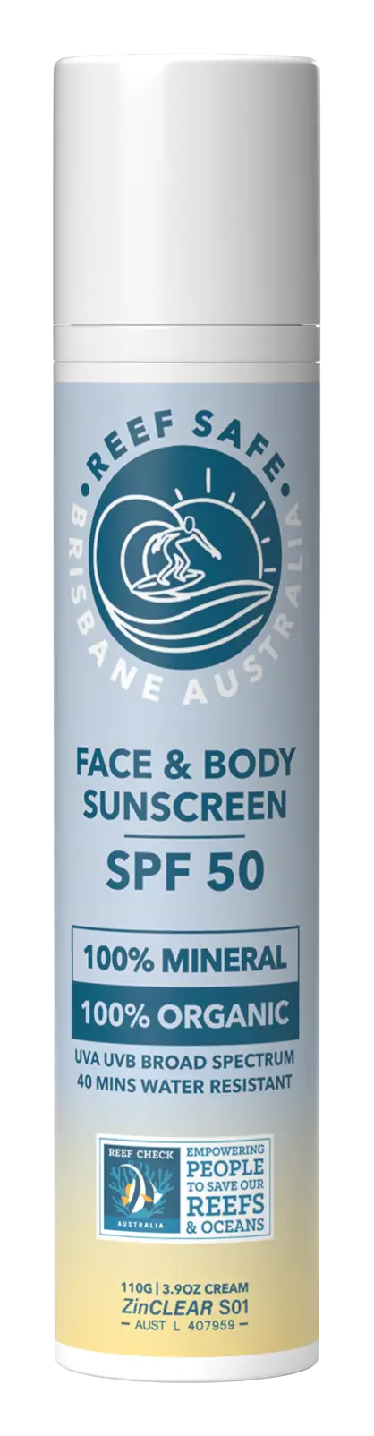 Reef Safe Zinc Face & Body Sunscreen SPF 50 Clear