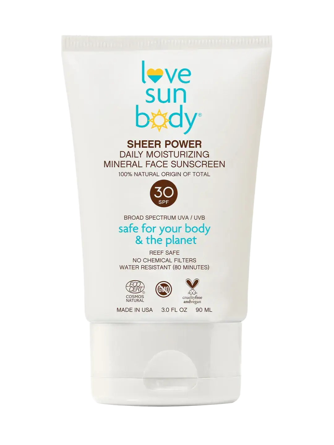 Love Sun Body Sheer Power Daily Moisturizing Mineral Face Sunscreen SPF 30