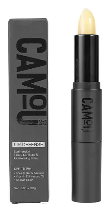 Camou Men's Lip Defense Double-Ended Color Adapt Lip Balm And Moisture Balm With SPF15