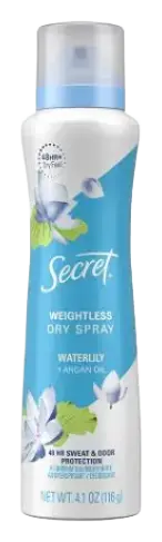 Secret Weightless Dry Spray Waterlily + Argan Oil