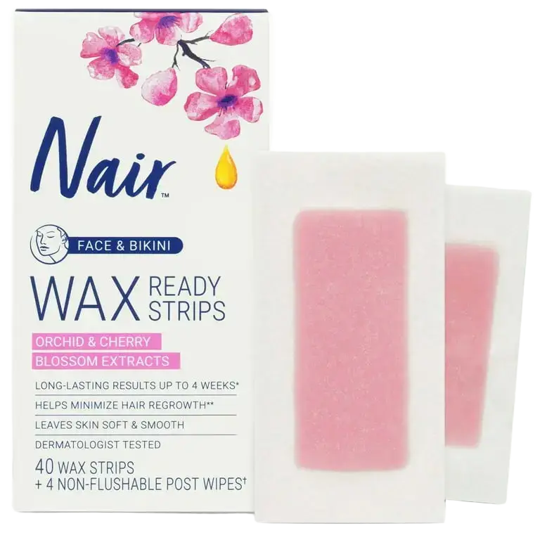 Nair Wax Ready Strips with Orchid & Cherry Blossom Extracts Face & Bikini