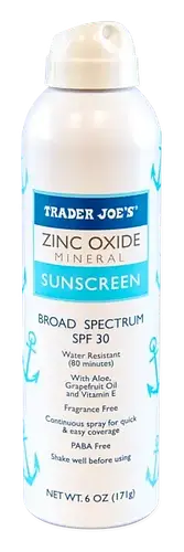 Trader Joe's Zinc Oxide Mineral Sunscreen Spray SPF 30