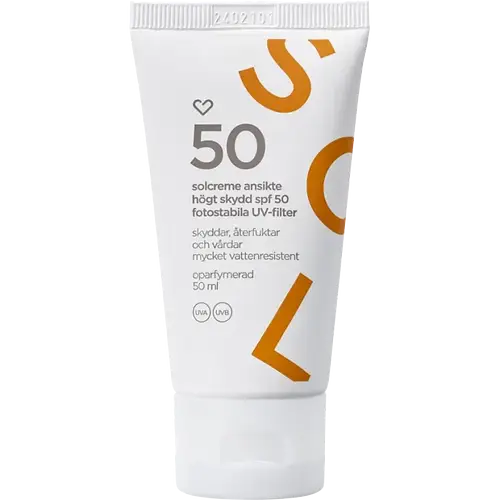 Hjärtats Solcreme Ansikte Oparfymerad SPF 50