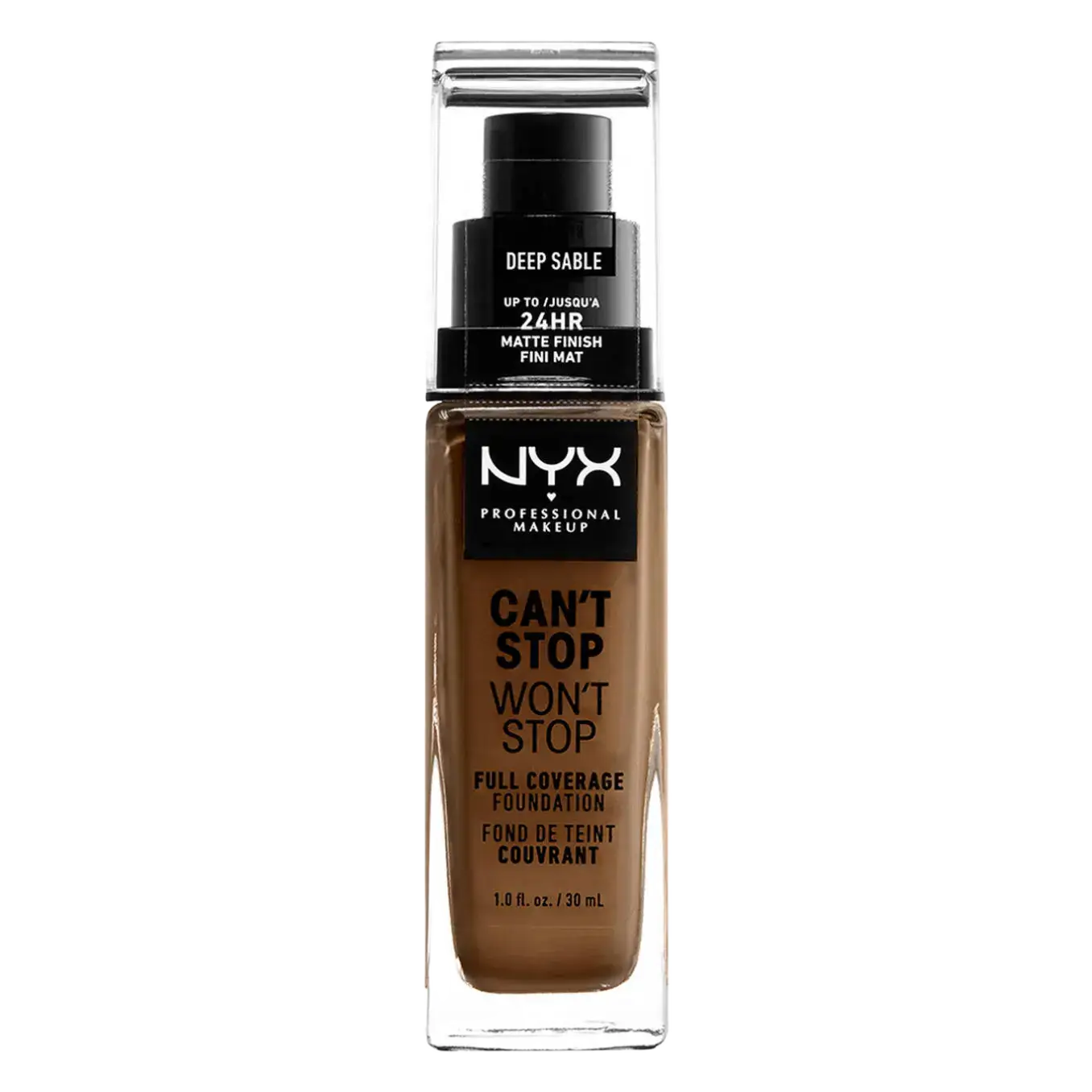 NYX Cosmetics Can't Stop Won't Stop Full Coverage Foundation 18 Deep Sable