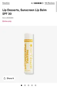 Vacation SPF 30 Lip Balm Sunscreen Pineapple Upside-Down Cake