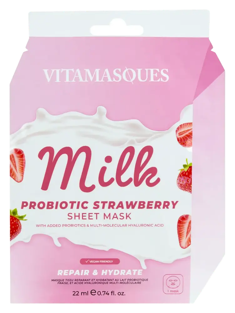 Vitamasques Probiotic Strawberry Milk Sheet Mask