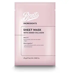 Boots Ingredients Sheet Mask With Added Collagen