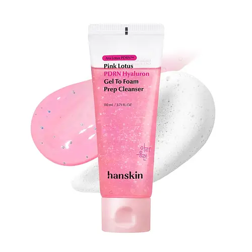 Hanskin Pink Lotus PDRN Hyaluron Gel-To-Foam Prep Cleanser