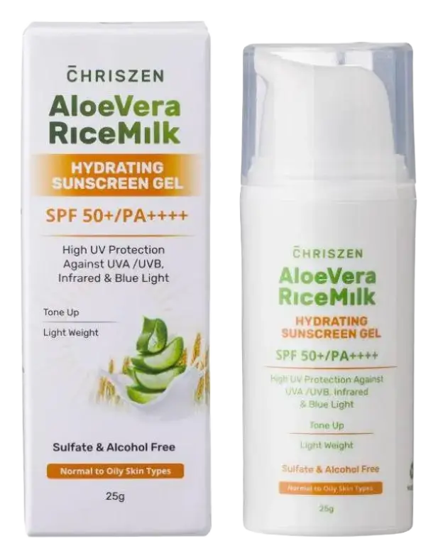 Chriszen Aloe Vera Rice Milk Hydrating Sunscreen Gel  SPF 50+ PA++++