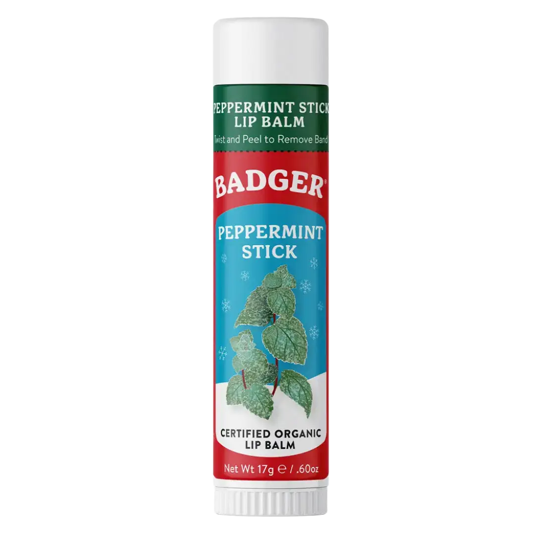 Badger Holiday Jumbo Lip Balm Peppermint Stick