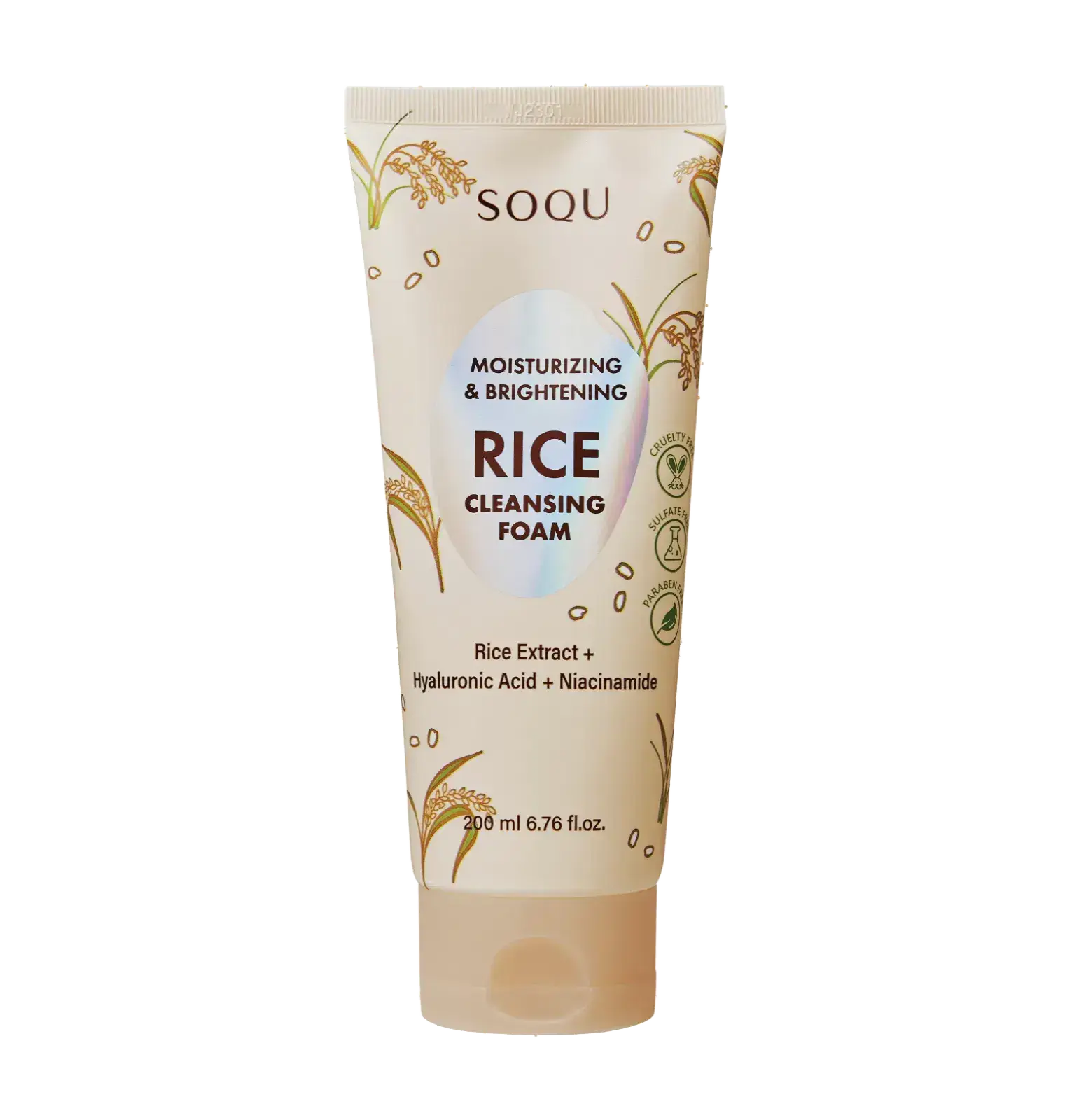 SOQU Moisturizing & Brightening Rice Cleansing Foam