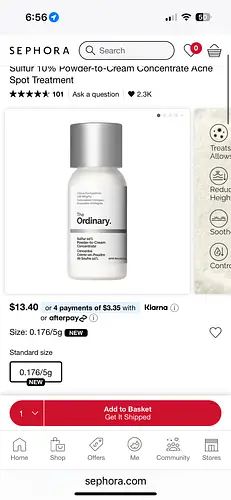 The Ordinary Sulfur 10% Powder-to-Cream Concentrate Acne Spot Treatment