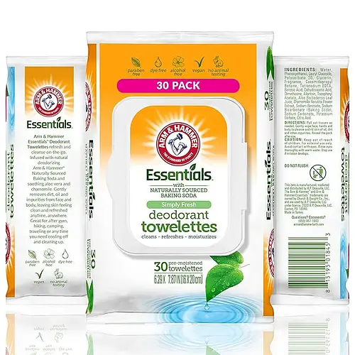 Arm & Hammer Essentials Deodorant Towelettes Simply Fresh